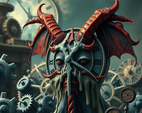 Surreal Dreamscape with Melting Baphomet Clock