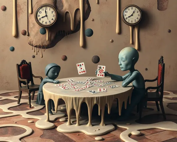 Surreal Rummy Game on Melting Abstract Background with Distorted Shapes