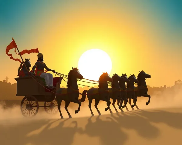 Suryadev Riding Chariot with Seven Horses and Rising Sun