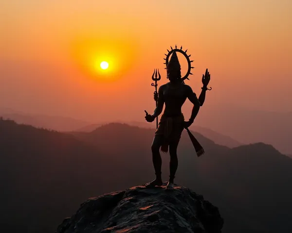 Suryadev on Mountain Peak with Setting Sun's Warm Glow