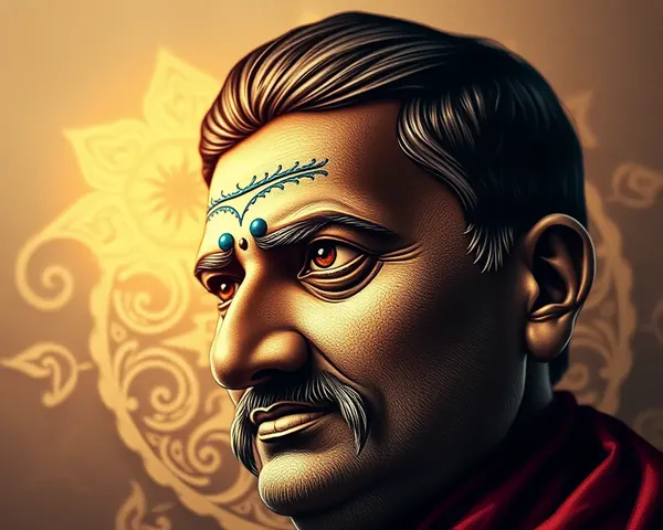 Swami Vivekananda's Thoughtful Face HD PNG with Indian Patterns