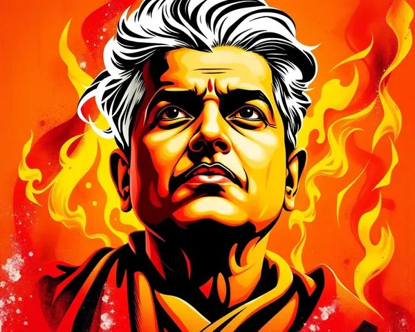 Swami Vivekananda Bold Graphic HD PNG with Fiery Background