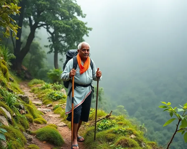 Swami Vivekananda Walking on a Mountain Path