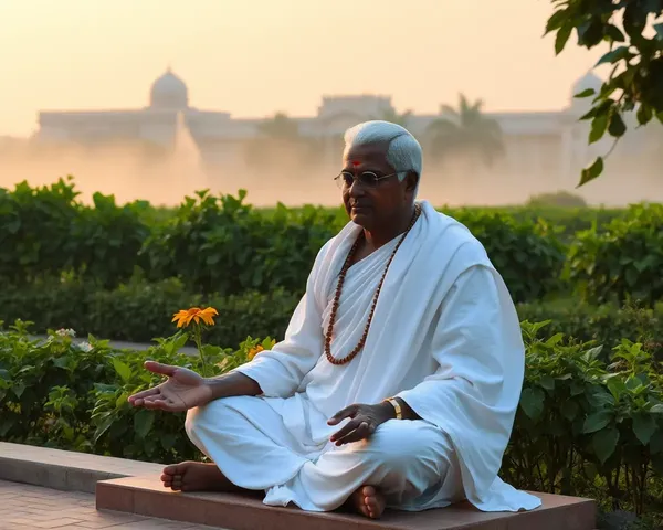 Swami Vivekananda in Meditation HD PNG with Greenery Background