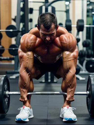 Sweaty Gym Bodybuilder Pushes Through Leg Day Workout