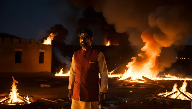Tanaji Wallpaper: Powerful Portrait of Tanaji Malusare with Burning Fort