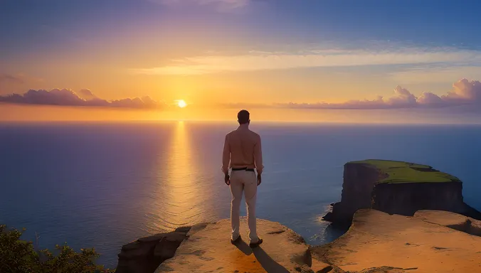 Tanaji Wallpaper: Stunning Ocean View with Tanaji Malusare on Cliff Edge