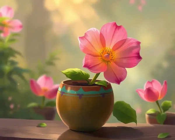 Taraju Planter with Blooming Flower and Soft Focus
