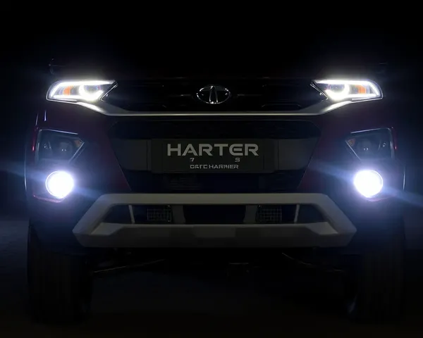 Tata Harrier Aggressive Front Grille: Nighttime Spotlight