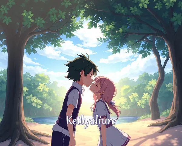 Tender Anime Kiss in Natural Setting 4K Wallpaper