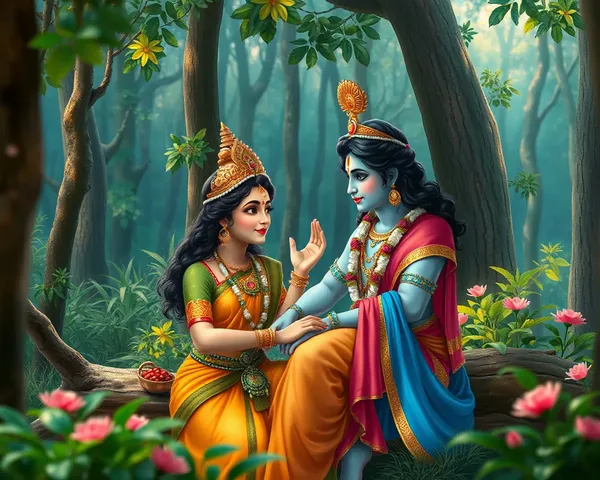 Tender Radha Krishna Moment in Quiet Forest