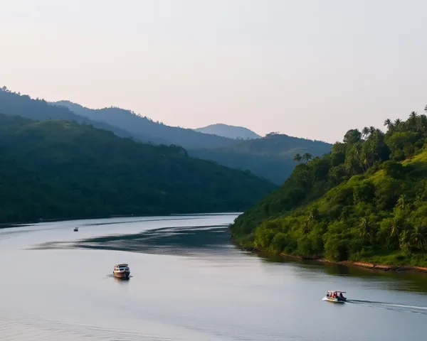 Thiruvachai River Flows Gently Through Lush Kerala Hills