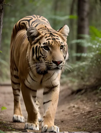 Tigon Stalks Prey Through Dense Jungle with Keen Senses