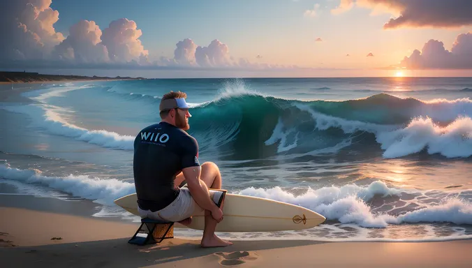 Tim Wilson's Beachside Surfing Adventure with a Sunset View