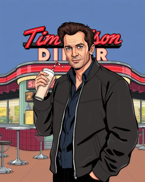 Tim Wilson Sipping Milkshake in Retro Diner Illustration