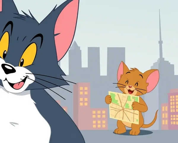 Tom and Jerry Cityscape Png Image Minimalist Graphic
