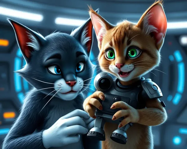 Tom and Jerry Futuristic Png Image Digital Collage