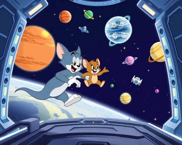 Tom and Jerry in Space Station Chase in Futuristic 3D Wallpaper