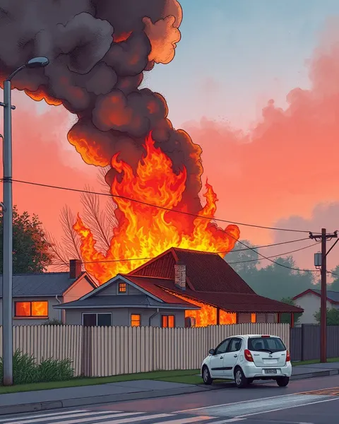 Toowoomba House Fire: Dramatic Illustration of Flames Engulfing a Home