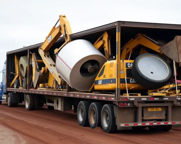Tractor Trailer Hauls Construction Equipment Load