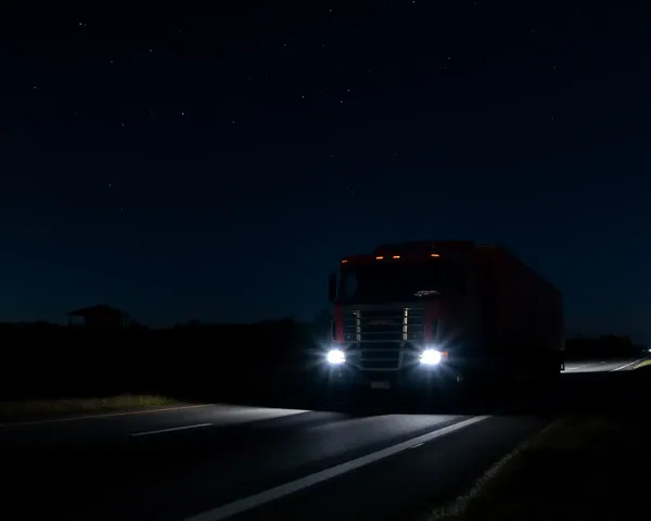 Tractor Trailer Nighttime Parking on Dark Highway
