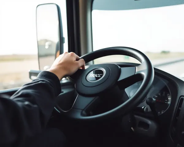 Tractor Trailer Steering Wheel Close-Up in Action