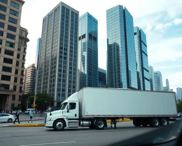 Tractor Trailer in City with Busy Streets