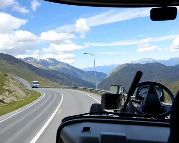 Tractor Trailer on Mountain Road with Scenic View