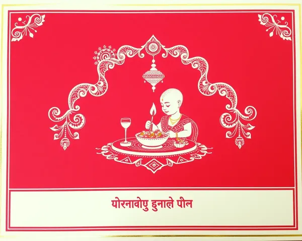 Traditional Annaprasana Invitation Card with Cultural Rice Scene