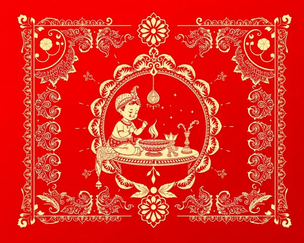 Traditional Annaprasana Invitation Card with Ornate Rice Scene