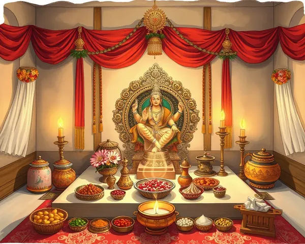 Traditional Chhath Puja Altar with Intricate Decorations and Symbols