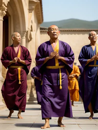 Traditional Dance of Colorful Monks