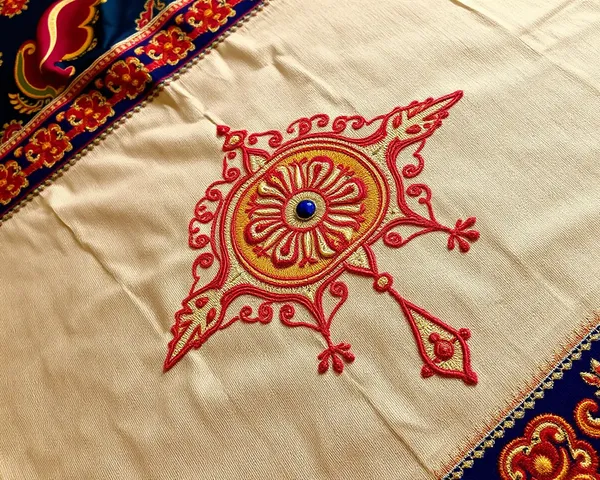 Traditional Fabric with Stylized Tiranga and Intricate Embroidery
