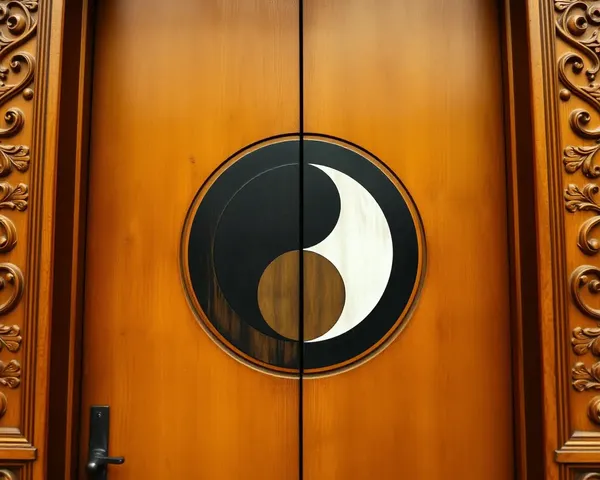 Traditional Hand-Painted Yin Yang on Wooden Door