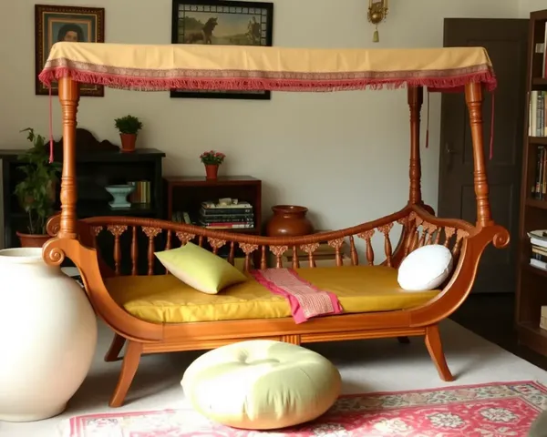 Traditional Indian Charpai Bed in Cozy Living Room Setting