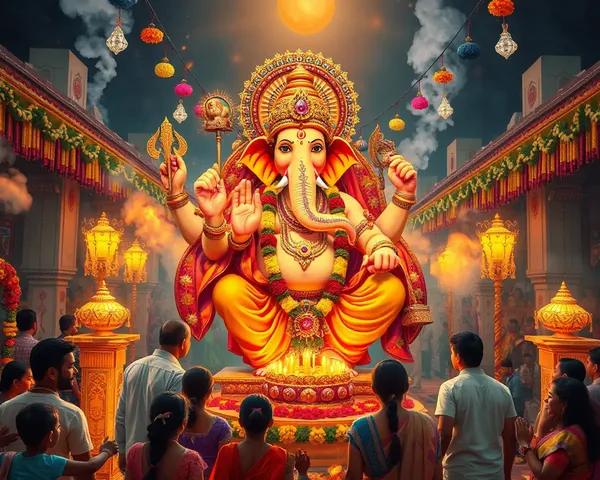 Traditional Indian Festival Scene Celebrates Anant Chaturdashi with Ganesha Idol