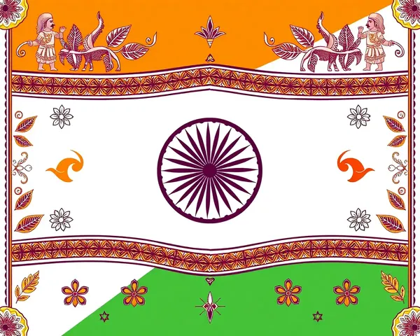 Traditional Indian Flag Illustration with Ancient Art Inspiration