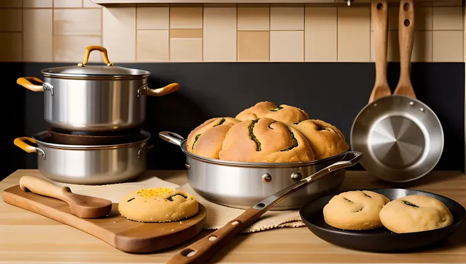 Traditional Indian Kitchen with Murukku Ingredients