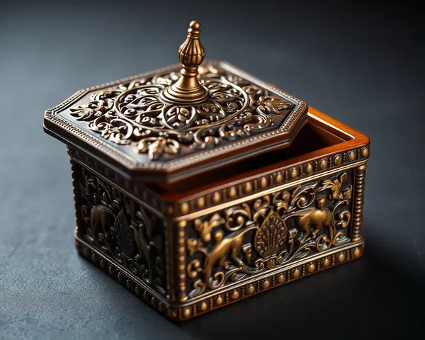 Traditional Indian Masala Box with Golden Filigree Lid