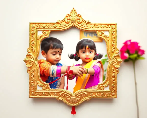 Traditional Indian Raksha Bandhan Frame with Siblings Tying Rakhi