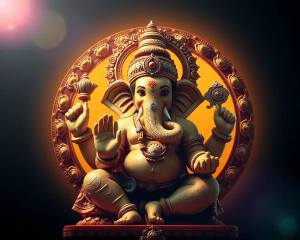 Traditional Kannada-Style Ganesha Idol Surrounded by Halo of Light