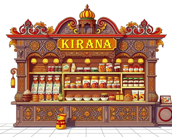 Traditional Kirana Store with Intricate Carvings and Indian Sweets.