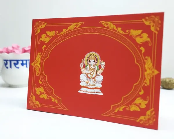Traditional Lord Ganesha Invitation Card with Golden Border