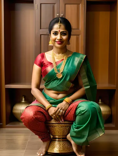 Traditional Mohiniyattam Dancer with Kerala Instruments and Props
