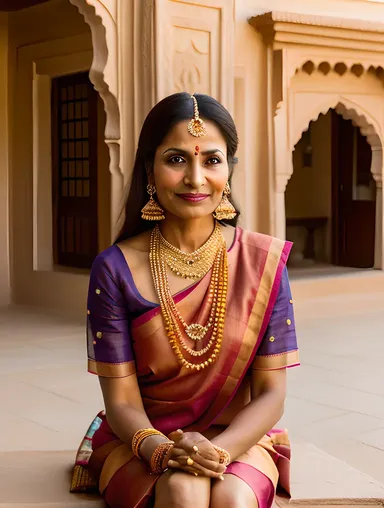 Traditional Rajasthani Woman in Front of Jaisalmer Haveli