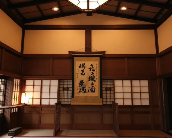 Traditional Scroll Adorns Takiya's Interior Wall