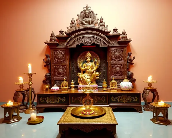Traditional Shradhanjali Setup with Intricate Carvings and Ornate Decorations