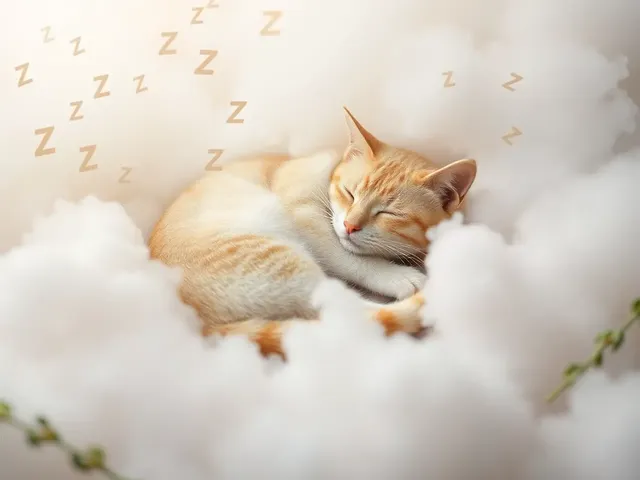 Tranquil Cat Scene with Soft Zzz's Drifting Away