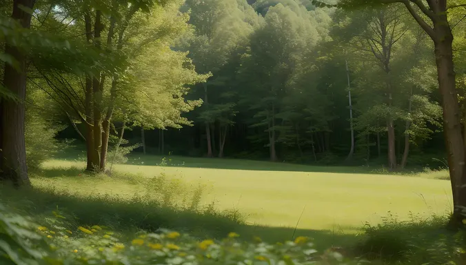 Tranquil Hike Through Woods Captured in Forest Glade Photo