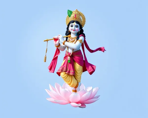 Transparent Lord Krishna Standing on Lotus Flower with Flute